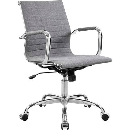 GLOBAL INDUSTRIAL Conference Room Chair with Mid Back & Fixed Arms, Fabric, Gray 695503FGY